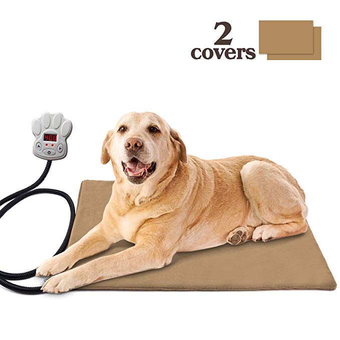 Osaloe Pet Heat Pad with 2 Cover, 65x40cm Large｜Auto Constant Temperature ｜Chew Resistant Cord｜Adjustable Temperature｜Soft Removable Cover｜Overheat Protection, Winter Warmer Suitable for Dog Cat