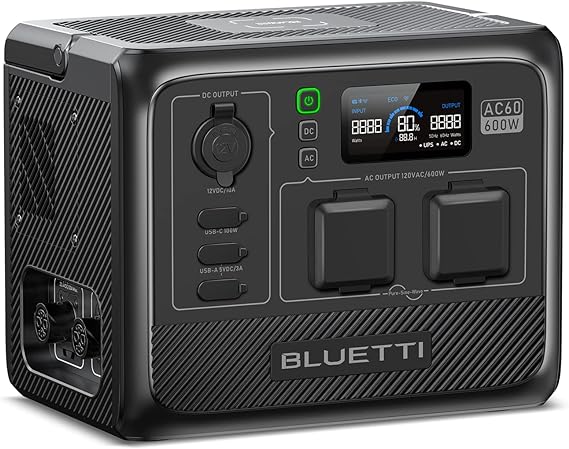 BLUETTI Portable Power Station AC60, 403Wh LiFePO4 Battery Backup w/ 2 600W (1200W Surge) AC Outlets, 1 Hour Fast Charge, Dustproof and Water Resistant Solar Generator for Camping, Trip, Power Outage