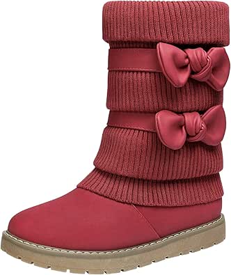 DREAM PAIRS Girl's Winter Snow Boots Faux Fur Lined Mid Calf Shoes