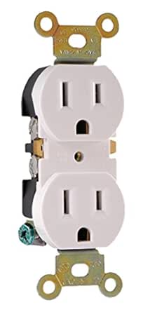 GE Duplex Receptacle Electrical Outlet, 3 Prong Electrical Socket, White, Wall Outlet, Easy Install, 15 Amp, UL listed, In-wall Receptacle, 54864, 1 Pack