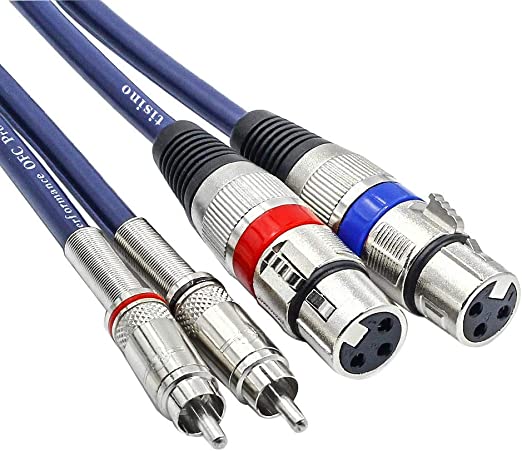 TISINO Dual Female XLR to RCA Cable, 2 XLR to 2 Phono Plug HIFI Stereo Audio Connection Microphone Cable Wire Cord - 1.5m/5 Feet