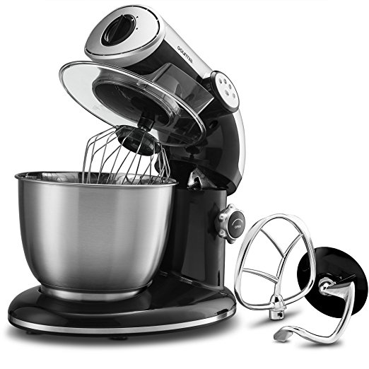 Gourmia EP600 6-Quart, Planetery Action mixer with Stainless Steel Bowl- 650 Watts ETL rated 1000 Watts Maximum- Includes Free Recipe Book - 110V