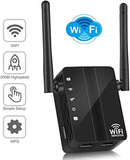 Wireless-N 300Mbps Mini WiFi Range Extender Wireless Repeater Internet Signal Booster Boosting Wi-Fi Coverage Using 2.4GHZ AP Access Point with WPS Protection RJ45 LAN Port, Simple Setup.