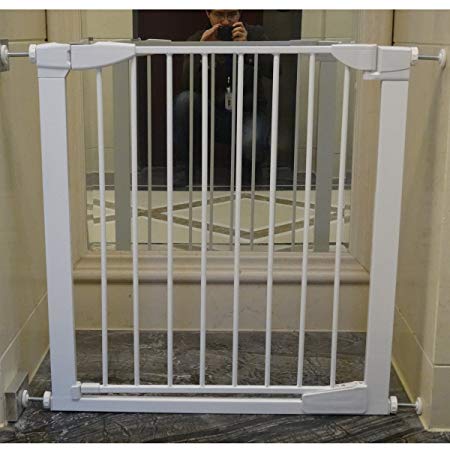 FirstWell Auto Close Metal Safety Gate, White