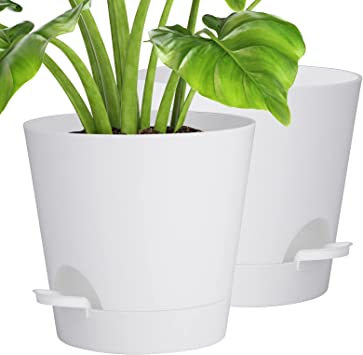 Self-Watering-Planters 8 Inch-Plant Pots with 500 ml Removable Reservoir,2 Pack