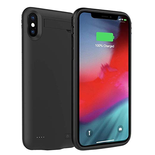 Battery Case for iPhone Xs Max, ZURUN 5200mAh with Kickstand Portable Protective Charging Case Extended Rechargeable Battery Pack Charger Case Compatible with iPhone Xs Max (6.5 inch) (Black)