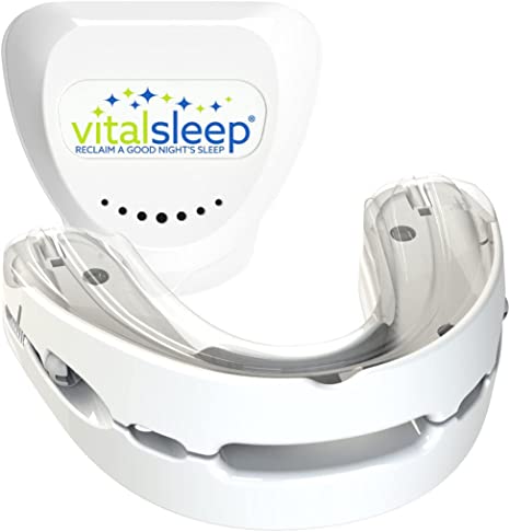 VitalSleep Anti-Snoring Mouthpiece, Smaller Size Recommended for Women, Snoring Solution, Adjustable Jaw Positioning, Personalized Teeth Impressions, USA Made & FDA Cleared Stop Snoring (Clear, Small)