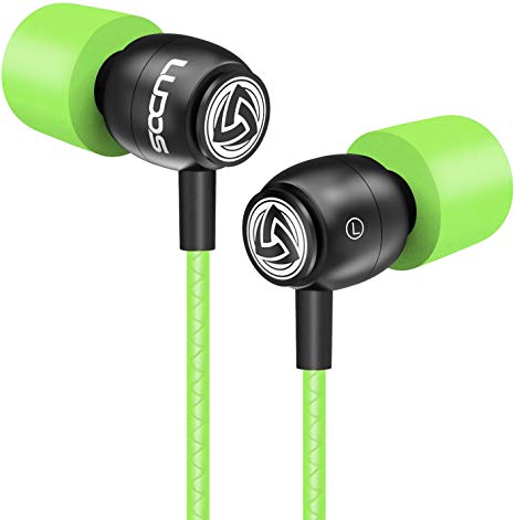 LUDOS Clamor Wired Earbuds in Ear Headphones with Microphone, Earphones with New Generation Memory Foam, Reinforced Cable, Bass, Volume Control Compatible with iPhone, Apple, Samsung, Sony, Huawei