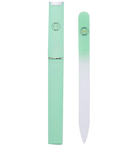 Professional Glass Nail File With Case | Crystal Nail File For Natural and Acrylic Fake Nails | Manicure and Pedicure Nail Care | Etched Double Sided, Superior alt. to Emery Boards and Buffers (2mm)