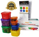 7 Piece Portion Control Containers Kit  GUIDE  FREE PDF PLANNER by smartYOU for Food StorageMeal Plans-Leak proof Perfect Size Color-coded BPA-FREE Plastic- Works with 21 DAY FIX Best Value