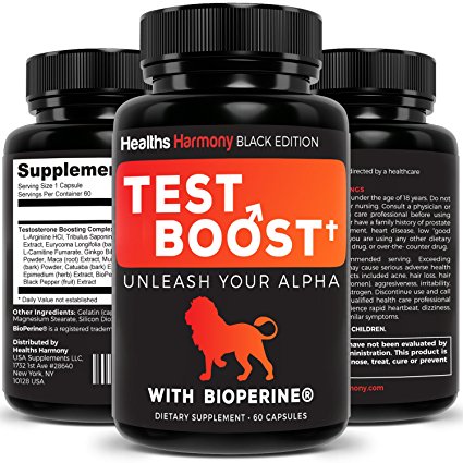 TESTOSTERONE BOOSTER with BioPerine for Maximum Absorption | Boost for Muscle Growth, Stamina, Male Libido & Energy | Maca Root & Tribulus Terrestris | 60 Capsules - No Pills - Supplement For Men