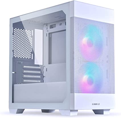 LIAN LI High Airflow Micro ATX PC Case, RGB Gaming Computer Case, Mesh Front Panel Mid-Tower Chassis with 2x140mm ARGB PWM Fans Pre-Installed, Tempered Glass Side Panel (LANCOOL 205M MESH, Snow)