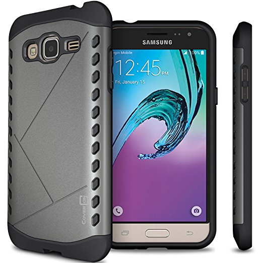 Samsung Galaxy Express Prime Case, Galaxy Sky Case, Galaxy Amp Prime Case, CoverON [Paladin Series] Slim Fit Hard Protective Phone Case for Samsung Galaxy Express Prime - Gunmetal Gray & Black