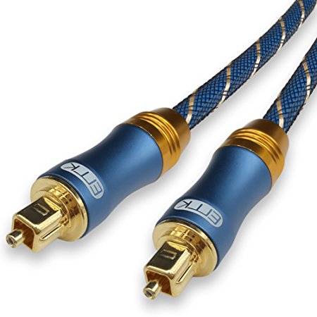 EMK Digital Optical Audio Cable Fiber Optical Toslink Cable with Braided Jacket - 6 feet(1.8 Meters)