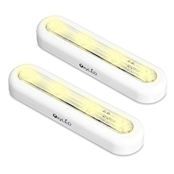 [2 Pack Warm Light] OxyLED OxySense T-01 DIY Stick-on Anywhere 4-LED Touch Tap Light Push Light, LED Night Light for Closets, Attics, Garages, Car, Sheds, Storage Room