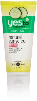 Yes To Cucumbers Natural Sunscreen SPF 30 Lotion 3 Ounce