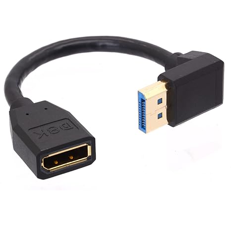 GLHONG 8K 90 Degree Angle Displayport 1.4 Extension Cable, Male to Female Cable Cord for HP Dell Asus 8K@60Hz 4K@144Hz 1080p@240HZ 15cm (Down)