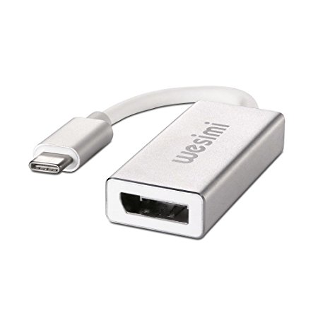 wesimi USB 3.1 Type-C to DisplayPort Adapter,Support 4K output with Aluminium Case USB-C to DP DisplayPort Female for Apple New Macbook, ChromeBook Pixel-Silver