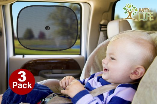 Car Window Shade  3 PACK Window shades for car to blocks 97 of UV Rays  Car window shades reduce heat and help provide Calm Rides on Sunny Days  A Must Car Seat Accessory