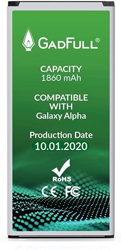 GadFull Battery compatible with Samsung Galaxy Alpha | 2020 Production Date | Corresponds to The Original EB-BG850BBE | Compatible with Galaxy Alpha G850F | Perfect as Replacement Battery