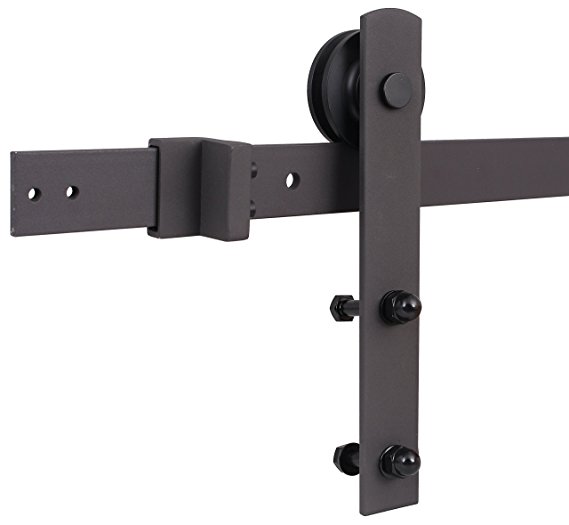 TMS SlidingDoorHardware-OJ-TSQ04-ORB Barn Wood Steel Sliding Door Hardware Set, Dark Coffee