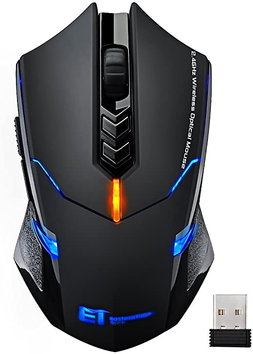 Wireless Mouse, VicTsing 2.4G USB Cordless Optical Gaming & Office Ergonomic Mice with 7 Quiet Click Buttons, 5 Adjustable DPI, Dual Energy Saving, Plug & Play for Laptop, PC, Windows, Mac etc.-Black