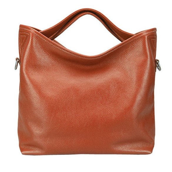 Fineplus Women's 100% Leather Litchi Grain Feeling Shoulder Strap Tote Bag