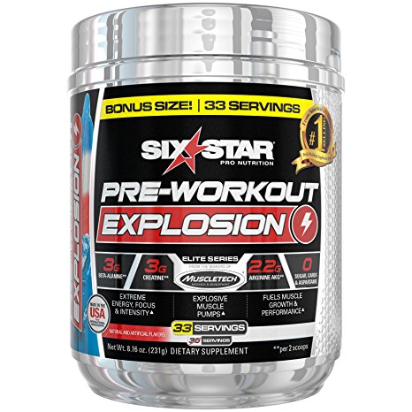 Six Star Explosion Pre Workout Explosion, Powerful Pre Workout Powder with Creatine, Nitric Oxide, Beta Alanine and Energy, Icy Rocket Freeze, 231g, 33 Servings (Packaging may vary)