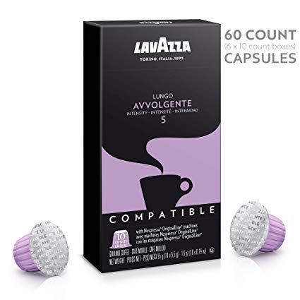 Lavazza Nespresso Compatible Capsules, Avvolgente Lungo Dark Roast Coffee (Pack of 60)