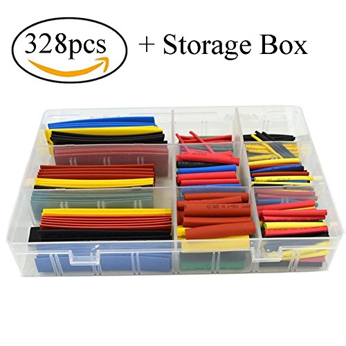 HiLetgo 328PCS Heat Shrink Tubing 2:1Wire Cable Wrap Assortment Electric Insulation Tube Kit 5 Color 8 Size