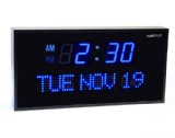 Ivation Big Oversized Digital Blue LED Calendar Clock with Day and Date - Shelf or Wall Mount 12 Inch - Blue