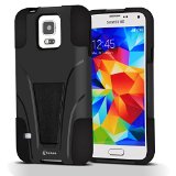 S5 Case VAKOO Slim Fit Samsung GALAXY S5 Case Slim Stand Cover Kickstand Dual Layer Defender Rugged Hybrid Shield Protection Shockproof Drop proof Impact Case Cover for Samsung Galaxy S5 Galaxy SV GS5 i9600 BLACK