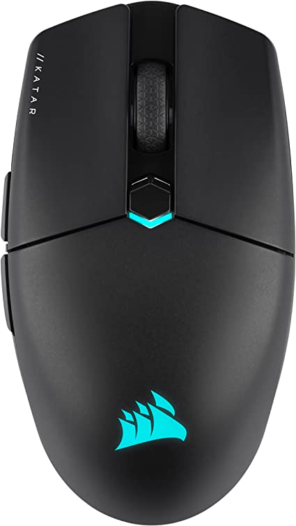 Corsair KATAR Elite Wireless Gaming Mouse - Ultra Lightweight, Marksman 26,000 DPI Optical Sensor, Sub-1ms Slipstream Wireless Connection, Up to 110 Hours of Rechargeable Battery Life - Black