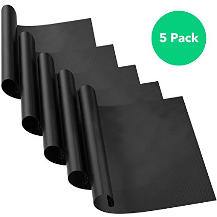 Vremi Set of 5 Non Stick Reusable BBQ Grill Mats for Gas Charcoal Electric and Smoker Grills - Heavy Duty Heat Resistant Outdoor Mat as Baking Oven Liner Accessories - Easy to Clean and BPA Free