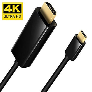 USB C to HDMI Cable, ANEWISH USB 3.1 Type C (Thunderbolt 3 Compatible)to 4K HDMI Adaptor Male for Apple The New Macbook/ Chromebook Pixel/Dell XPS 13/Yoga 900 and more, 1.8m/Black