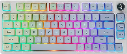 EPOMAKER Monet TH80 Pro 75% Hot Swap RGB 2.4Ghz/Bluetooth 5.0/Wired Mechanical Keyboard with MDA Keycaps, 4000mah Capacity Battery, Knob Control for WIN/Mac/PS4/PS5/Xbox (Flamingo Switch)