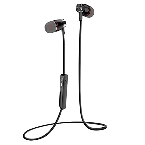 Bluetooth Headphones V4.0 Wireless Bluetooth Earbuds [Magnet Attraction] Sport In-Ear Noise Cancelling Headphones with Microphone, Sweatproof Bluetooth Earphones Hands Free Stereo Headset