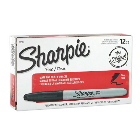 Sharpie FINE POINT Marker Permanent, Permanent Marker Fine, 12 Pack, Black Ink (30001)