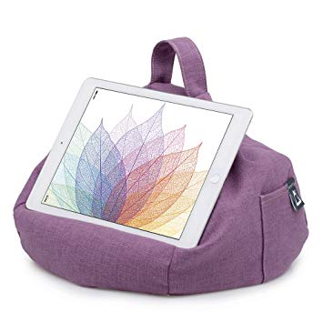 iPad Pillow & Tablet Stand - Securely Holds Any Size Tablet, eReader or Book Upto 12.9 inches, Hands Free Comfort at Any Angle on Any Surface - Purple, by iBeani