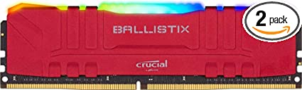 Crucial Ballistix RGB 3600 MHz DDR4 DRAM Desktop Gaming Memory Kit 32GB (16GBx2) CL16 BL2K16G36C16U4RL (RED)