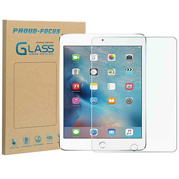 iPad Mini 4 Screen Protector, Premium Tempered Glass Screen Protector for Apple iPad Mini 4 with [Case Friendly] [2.5D Rounded Edge] [10H Hardness] [Easy Installation] Proud Focus Screen Protector