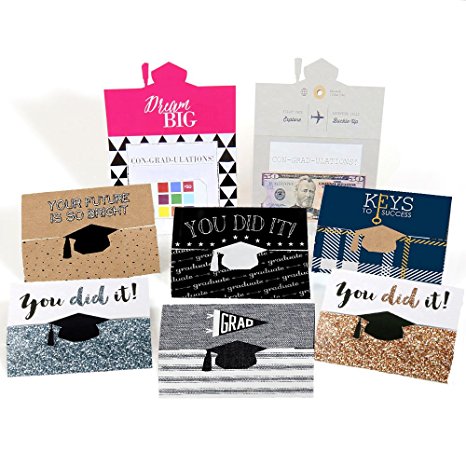 Assorted Graduation Cards - Graduation Party Money Holder Cards - Set of 8