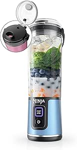 Ninja Blast Portable Blender, Cordless, 18oz. Vessel, Personal Blender For-Shakes and Smoothies, BPA Free, Leakproof-Lid and Sip Spout, USB-C Rechargeable, Dishwasher Safe, Metallic Blue, BC151BM