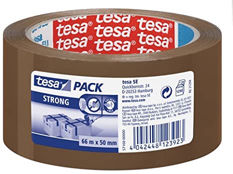 tesapack Packing Tape, Strong Packaging Tape for Medium to Heavy Parcels and Boxes, 66 m x 50 mm - Brown, Pack of 6