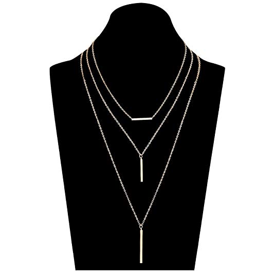ALEXY Multilayer Bar Pendant Necklace, Boho Stick Bar Choker Necklace Minimalist Y Necklace for Women