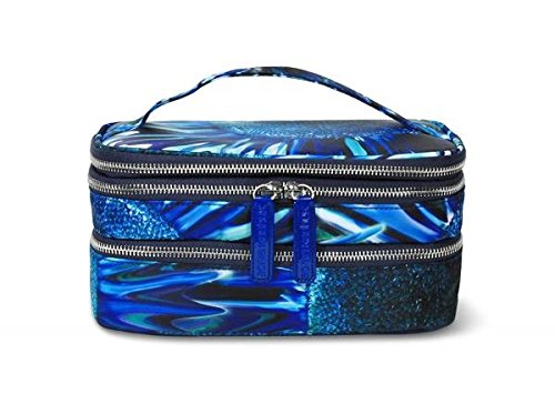 Sonia Kashuk Cosmetic Bag Triple Train Case - 5.25" H x 5.75" W x 9.25" D (Blue Floral)
