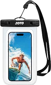 JOTO Bolsa Estanca Móvil Universal, Funda Impermeable para iPhone 15/14/13/12 Mini/Pro/Pro MAX/11/XS/XR/8 Plus/7 Plus/XS MAX, Galaxy Note10 /S20 Ultra/S20 /S10e, Huawei hasta 7" -Claro