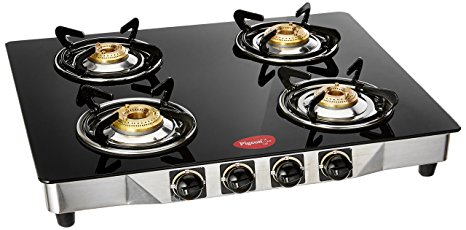 Pigeon Blackline Smart Stainless Steel 4 Burner Gas Stove, Black