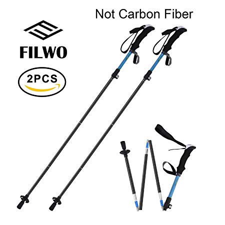 FILWO Trekking Poles, Hiking Sticks Collapsible Hiking Poles Lightweight Folding Mountain Walking Sticks Collapsible Carbon Trekking Poles Hiking Straight Handle Aluminum Alloy Non Slip 36cm