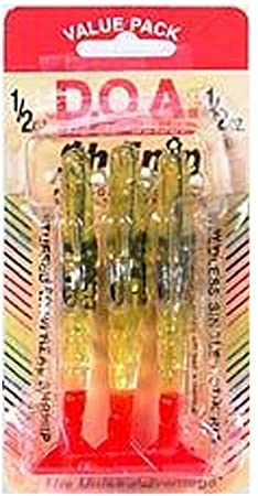 DOA FSH4-3P/315 Shrimp, 1/2-Ounce, Clear/Fire/Tail, 3-Pack
